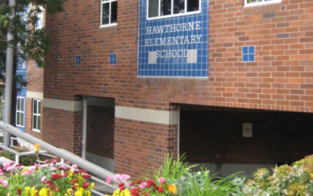 The school building and outside entrance